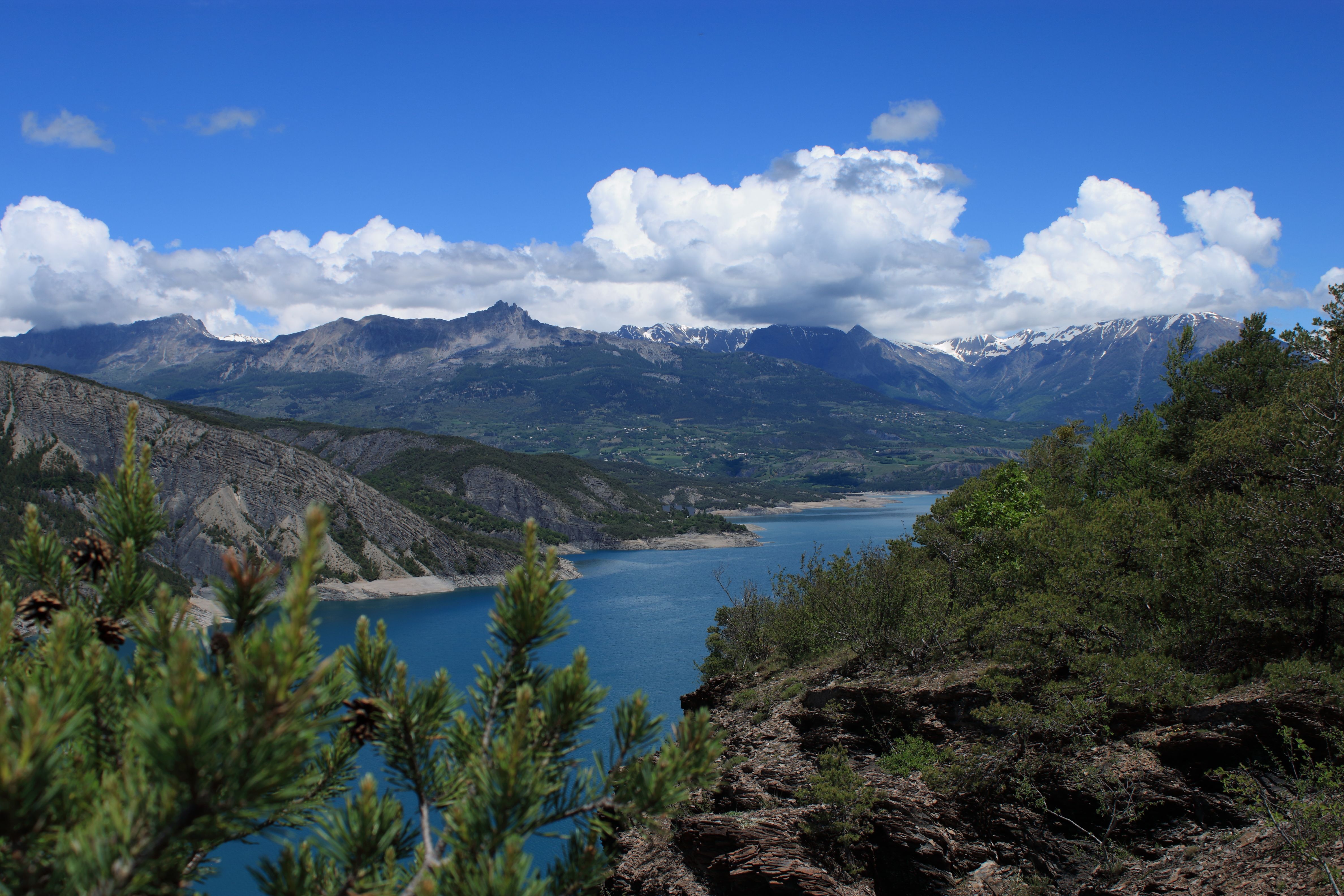 Stunning Mountain Lake View with Snowy Peaks · Free Stock Photo