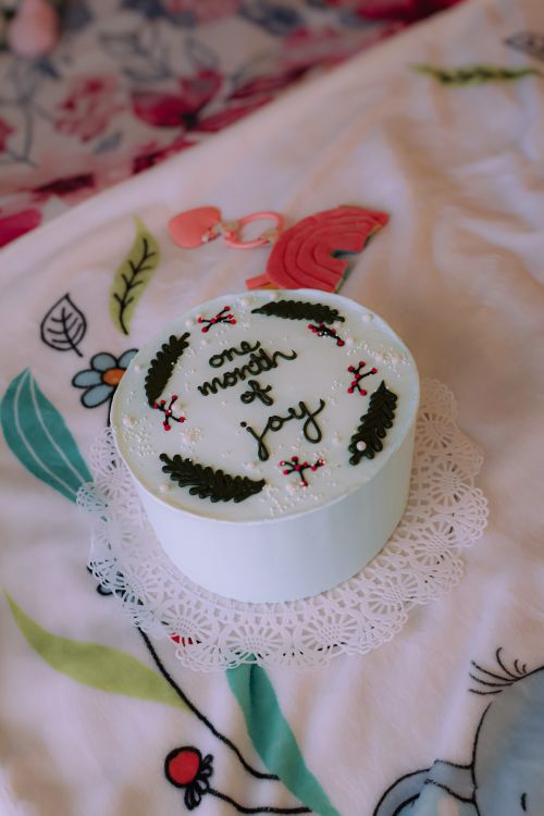 Free One month of joy #cake #birthdaycake #one month #onemonthold Stock Photo