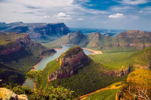 Top View Photography of Body of Water and Mountain