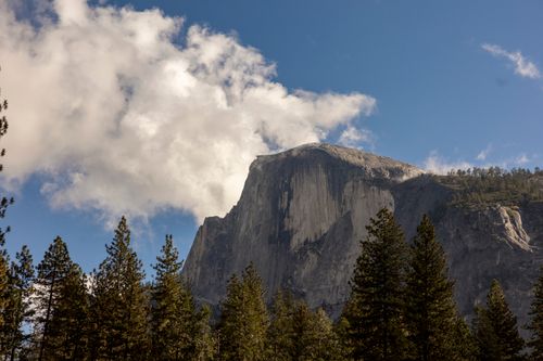 Free Stunning view of Half Dome under a bright sky in Yosemite National Park. Stock Photo