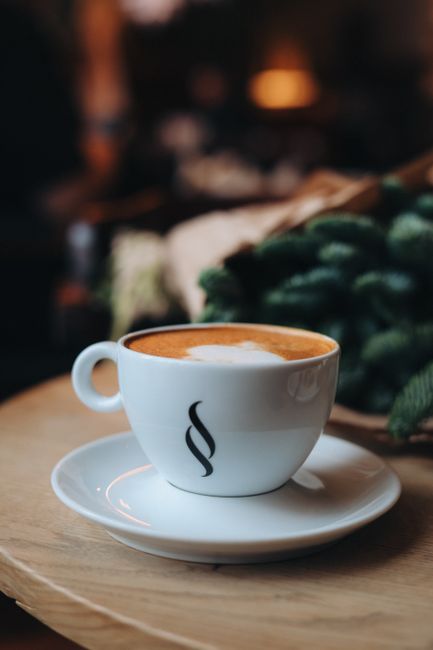Warm latte with frothy milk served in a coffee shop, perfect for relaxation.