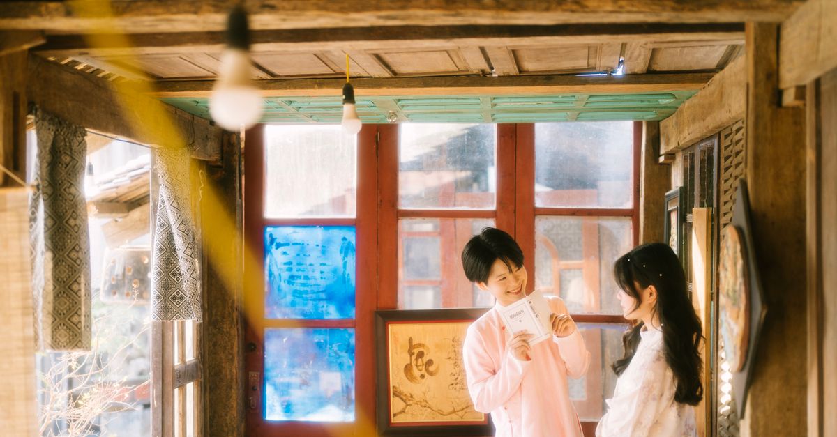 Charming traditional Vietnamese decor with a young couple enjoying a relaxed mom