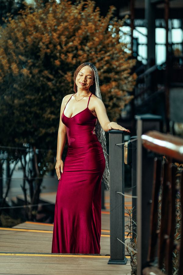 Burgundy satin midi dress, romantic date night outfit