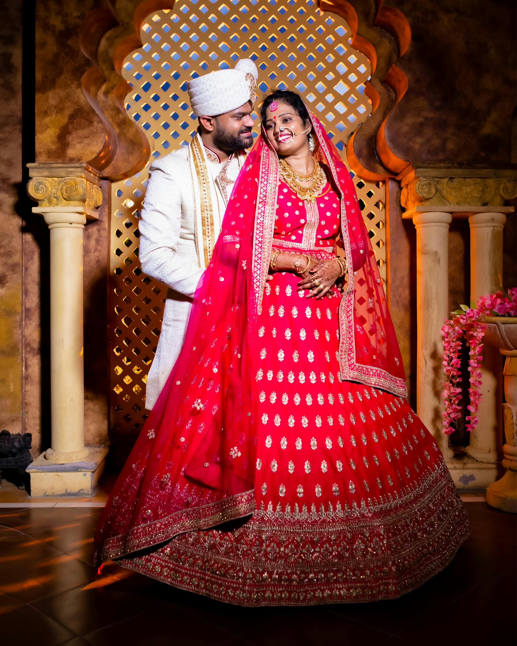 stunning indian wedding portrait in traditional attire