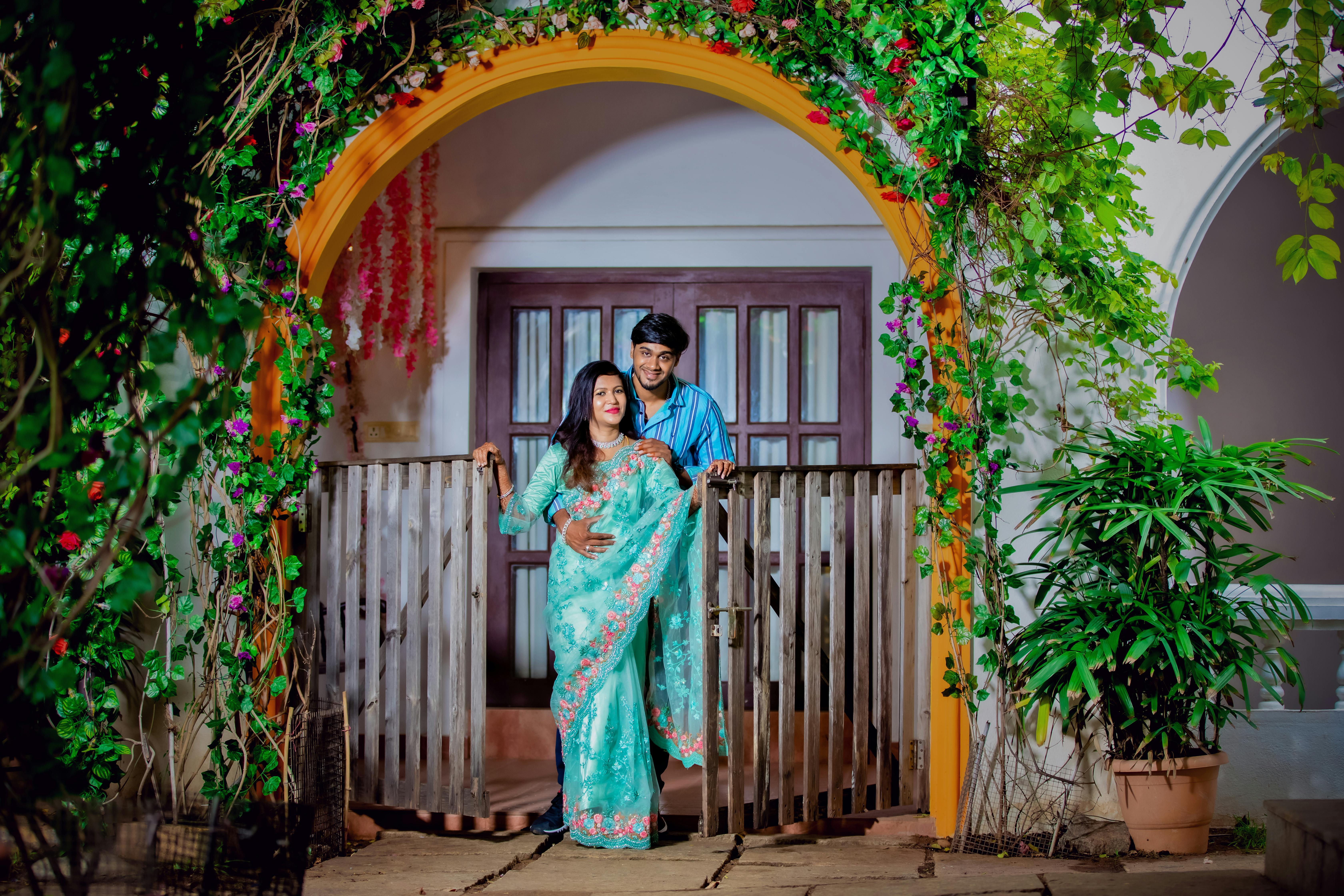 romantic indian couple in traditional attire