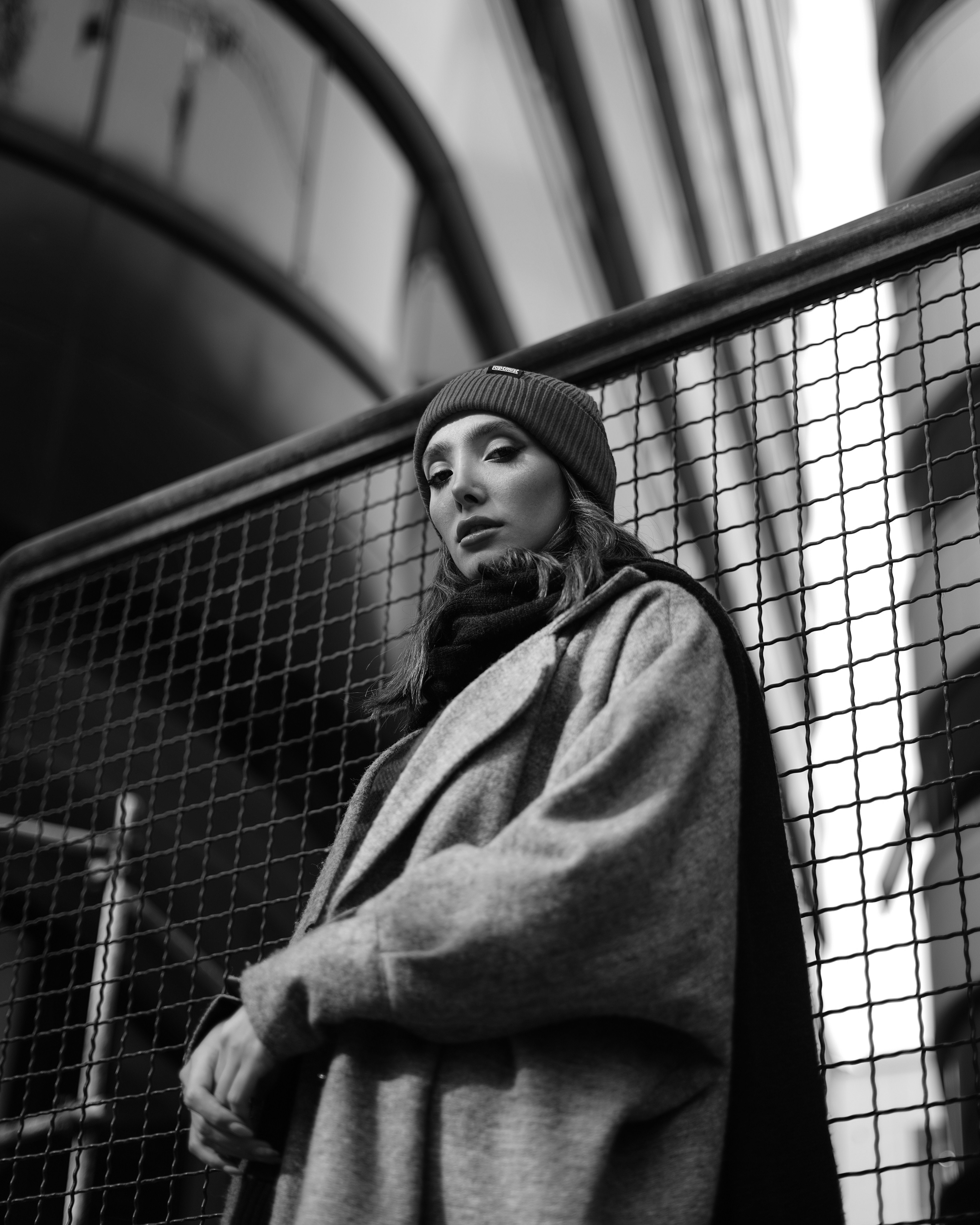 Stylish Woman in Urban Black and White Portrait · Free Stock Photo