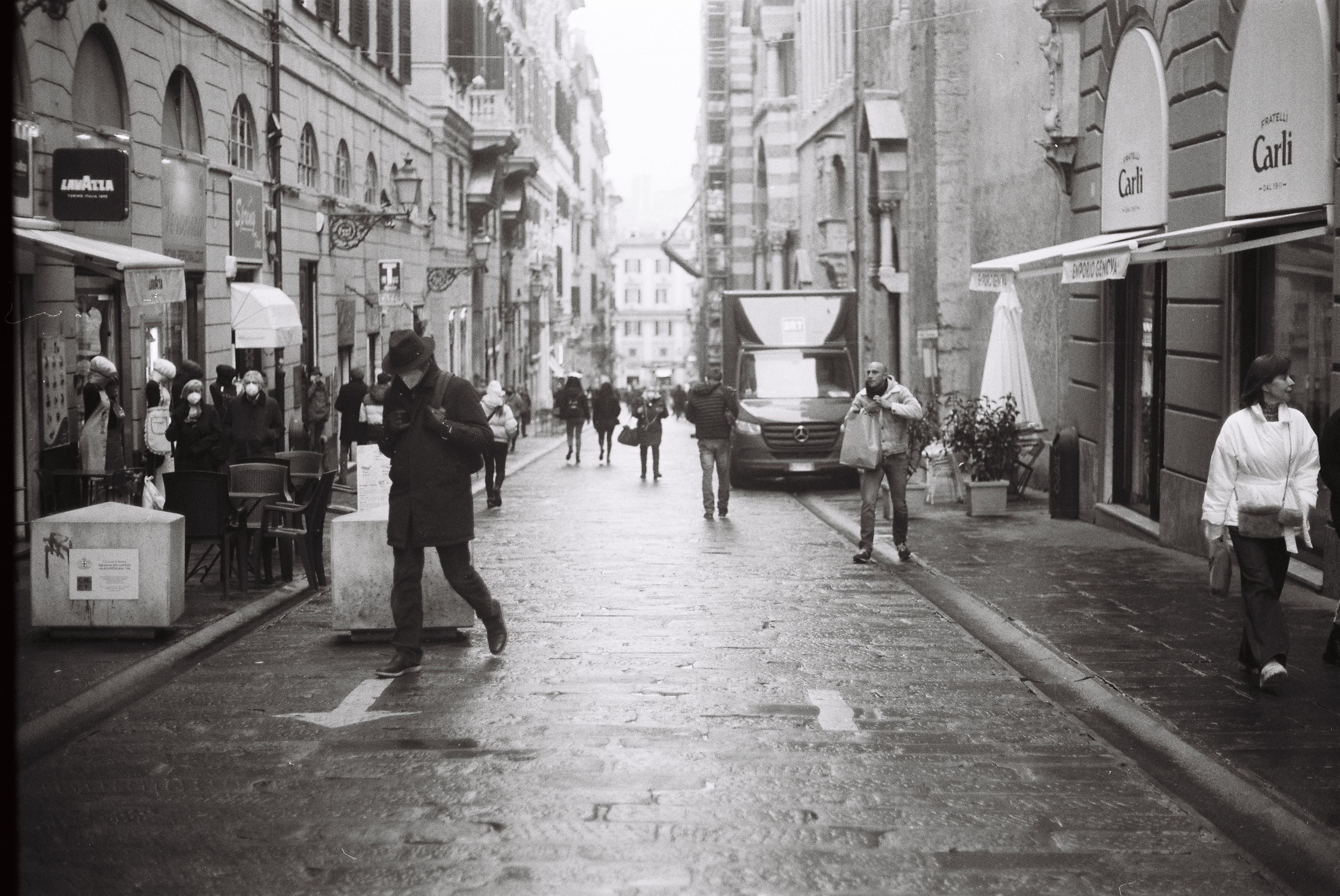 Black and White Urban Street Scene in Europe · Free Stock Photo