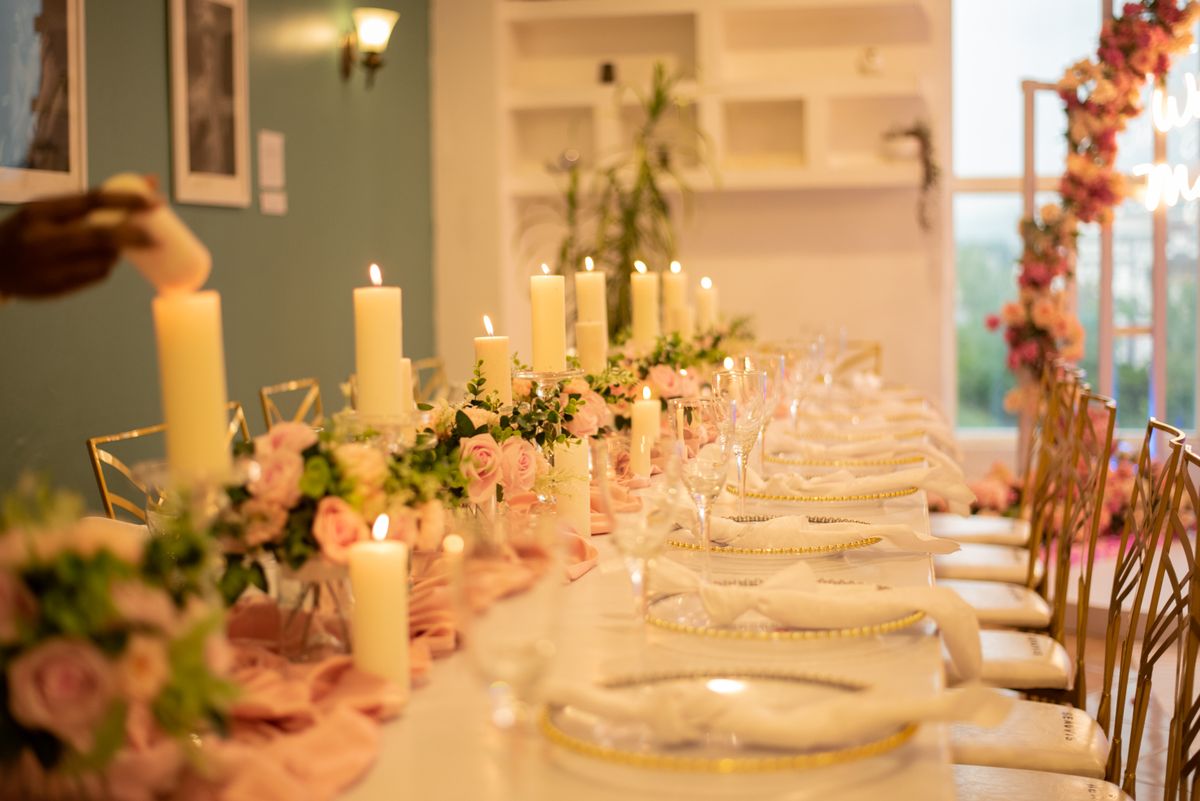 Candlelit wedding reception table