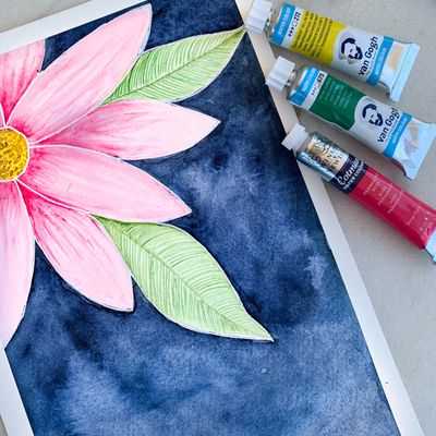 Watercolour study of a pink flower — photo by Andrea Nascimento on Pexels