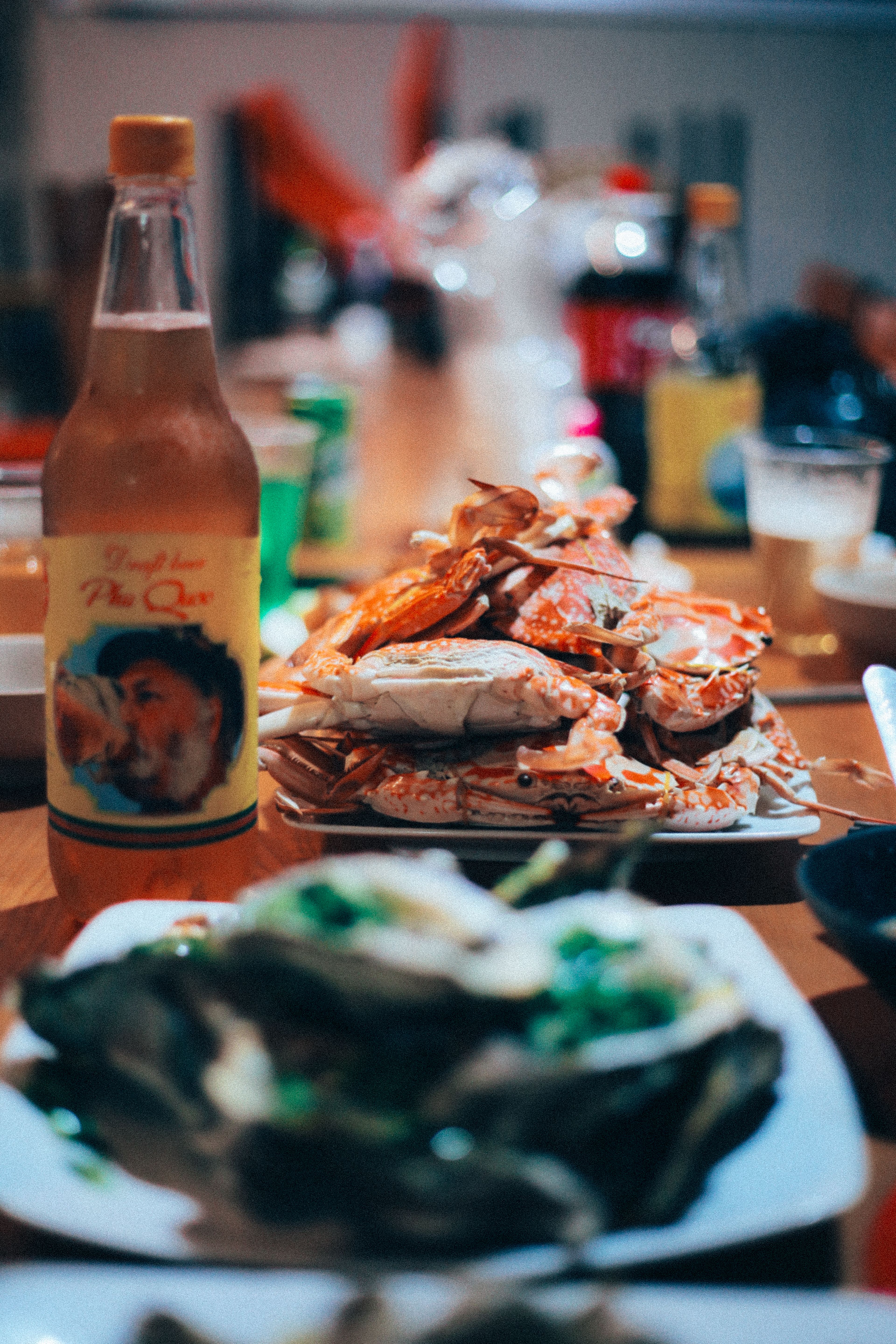 Shared crab feast arranged on a dining table