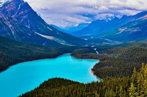 Blue Lake Between Mountain