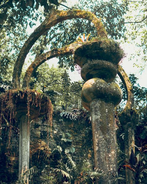Free Explore the mystical architecture and lush plant life in the enchanting gardens of Xilitla, San Luis Potosí. Stock Photo