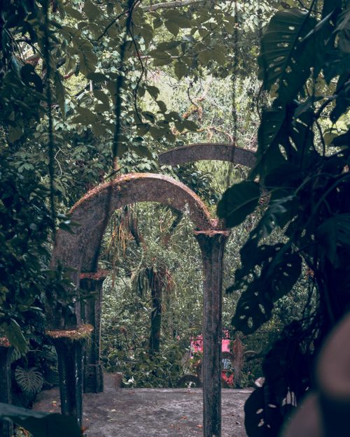 Free Explore the mystical garden architecture enveloped by lush jungle in Xilitla, Mexico. Stock Photo