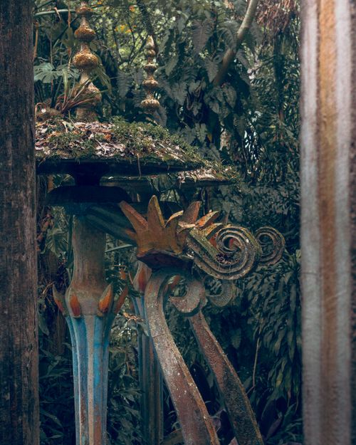 Free Surreal sculpture amidst Xilitla's lush, green jungle with intricate design and vibrant colors. Stock Photo