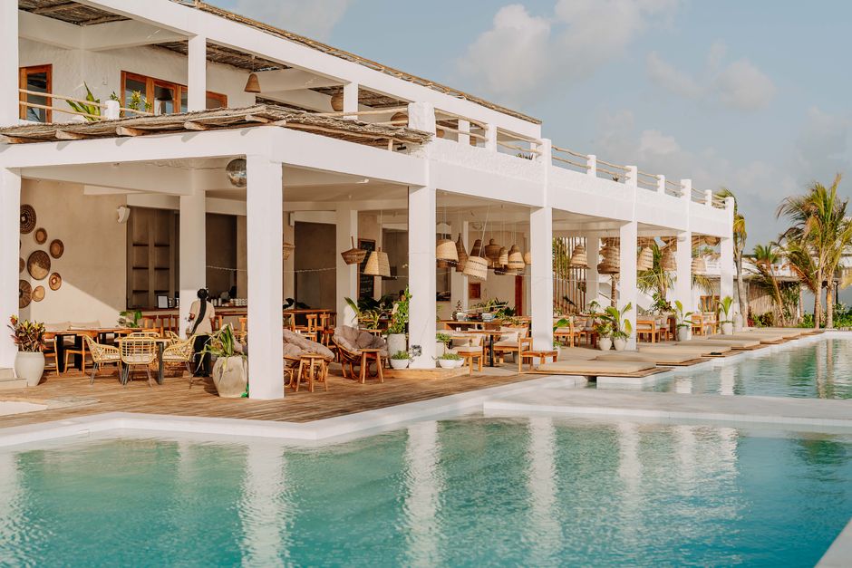 Luxury resort poolside at Jambiani, Tanzania