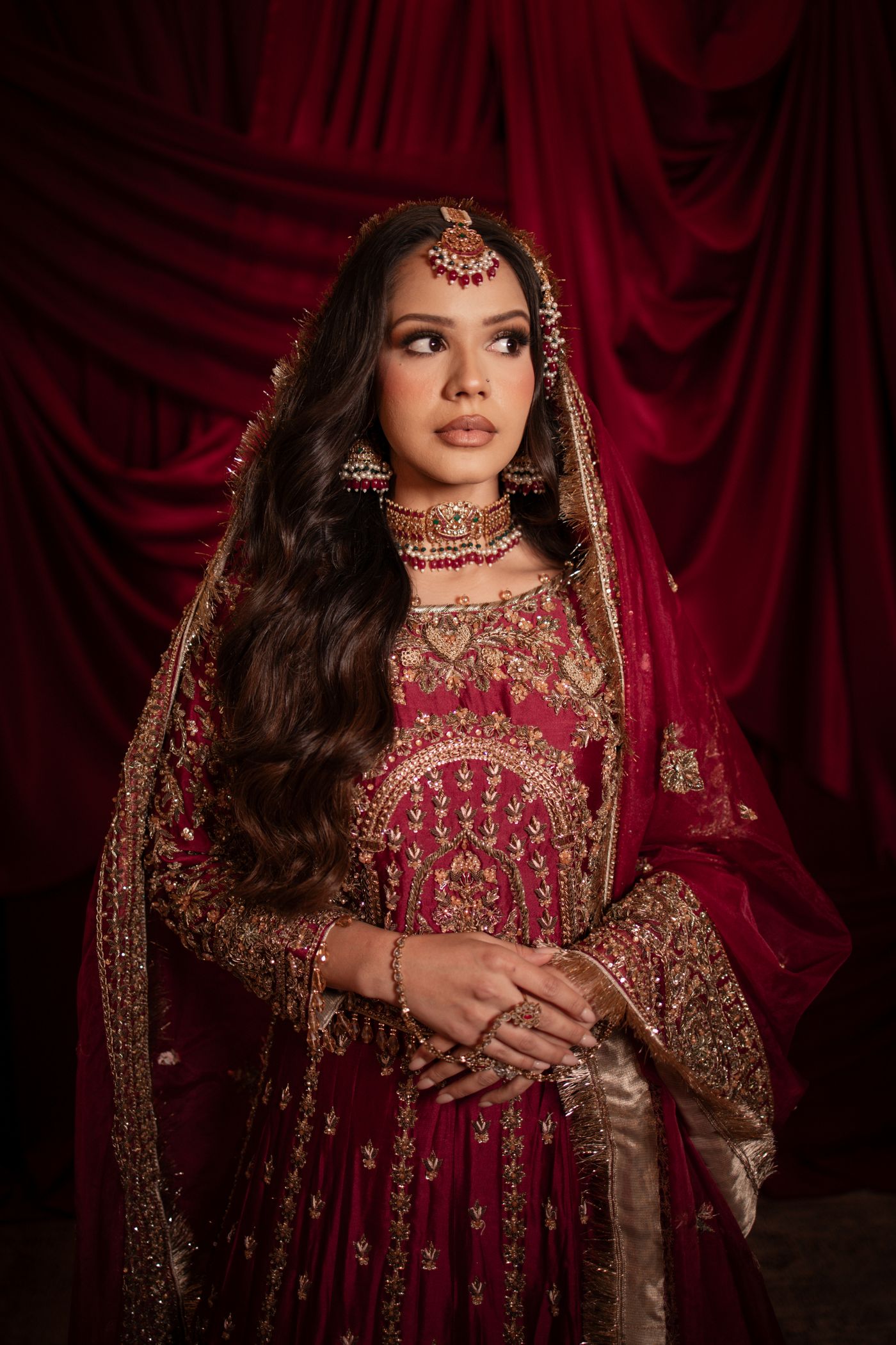 Embellished Velvet Sharara Set, front view