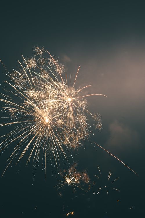 Free Vibrant fireworks light up the dark night sky, perfect for celebrations and festivals. Stock Photo