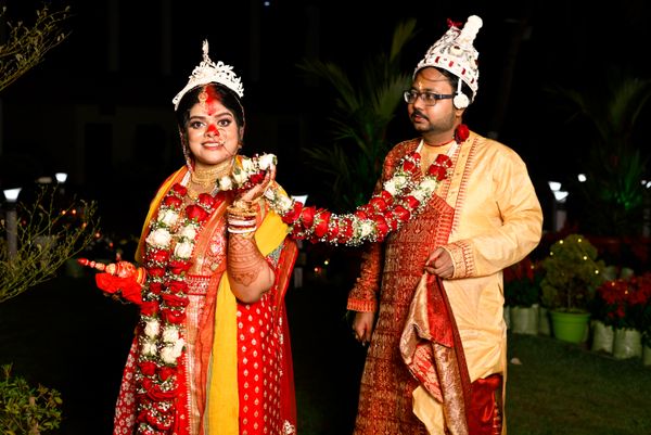 Indian bride and groom at night - Rinku Raj Matrimony Gallery