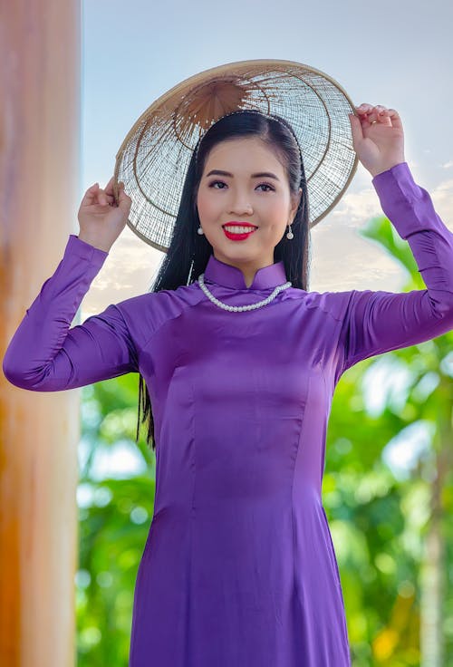 Free Woman Wearing Purple Long Sleeved Dress Stock Photo