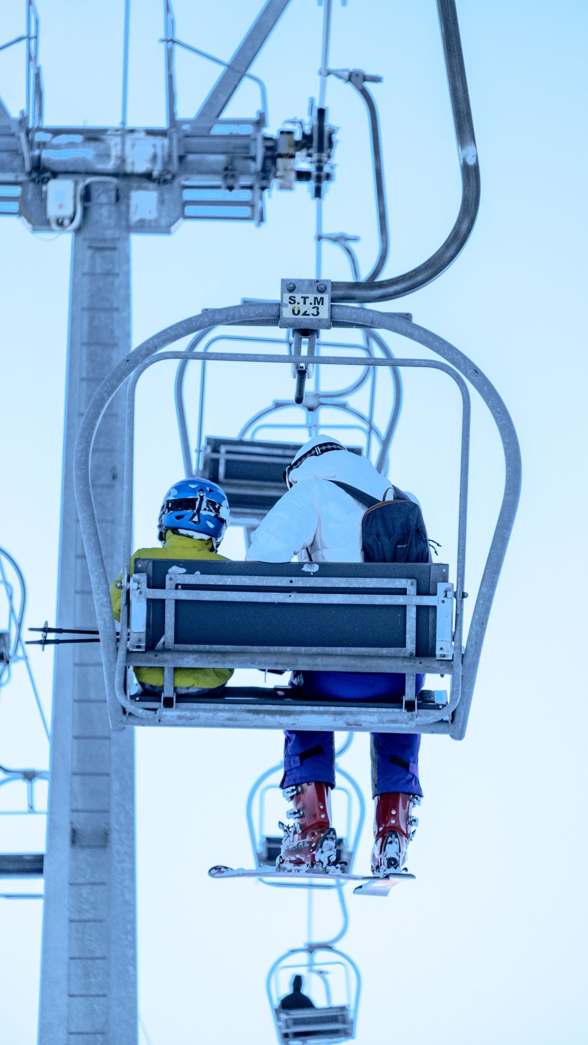 Ski racer on slalom course