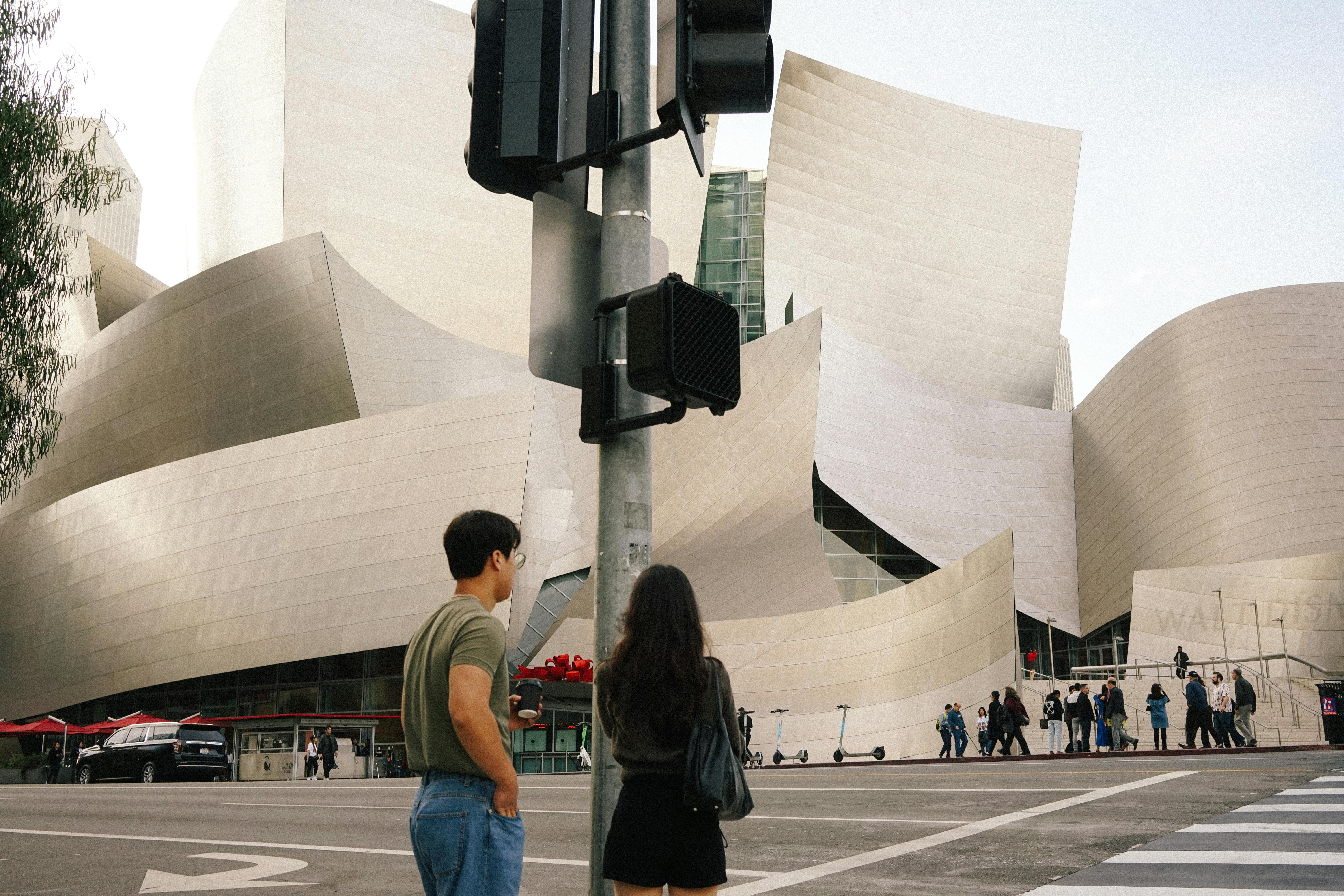 Picture of people outside an entertainment building