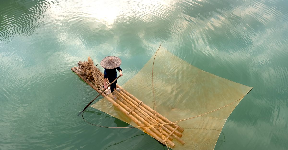 Bamboo Log Raaft Traditional Fishing on Bamboo Raft · Free Stock Photo