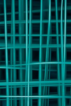 Dynamic teal geometric grid with intricate lines and modern abstraction.