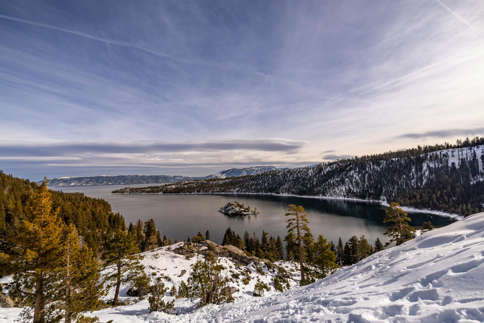 Free stock photo of donner pass, fog, lake