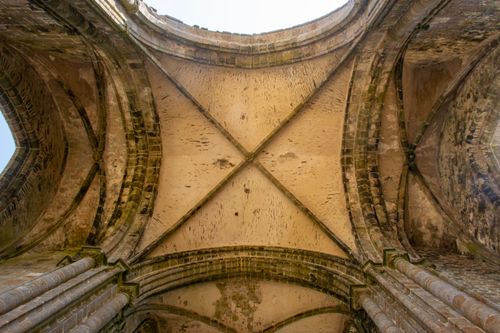 Free Explore the ancient vaulted ceiling of the ruins in Plougonvelin, Brittany. Stock Photo