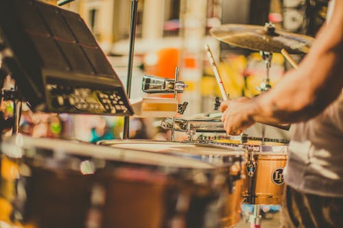 Free Person Playing The Drums Stock Photo