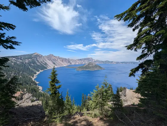 The Rim Drive winding around the Crater Lake caldera