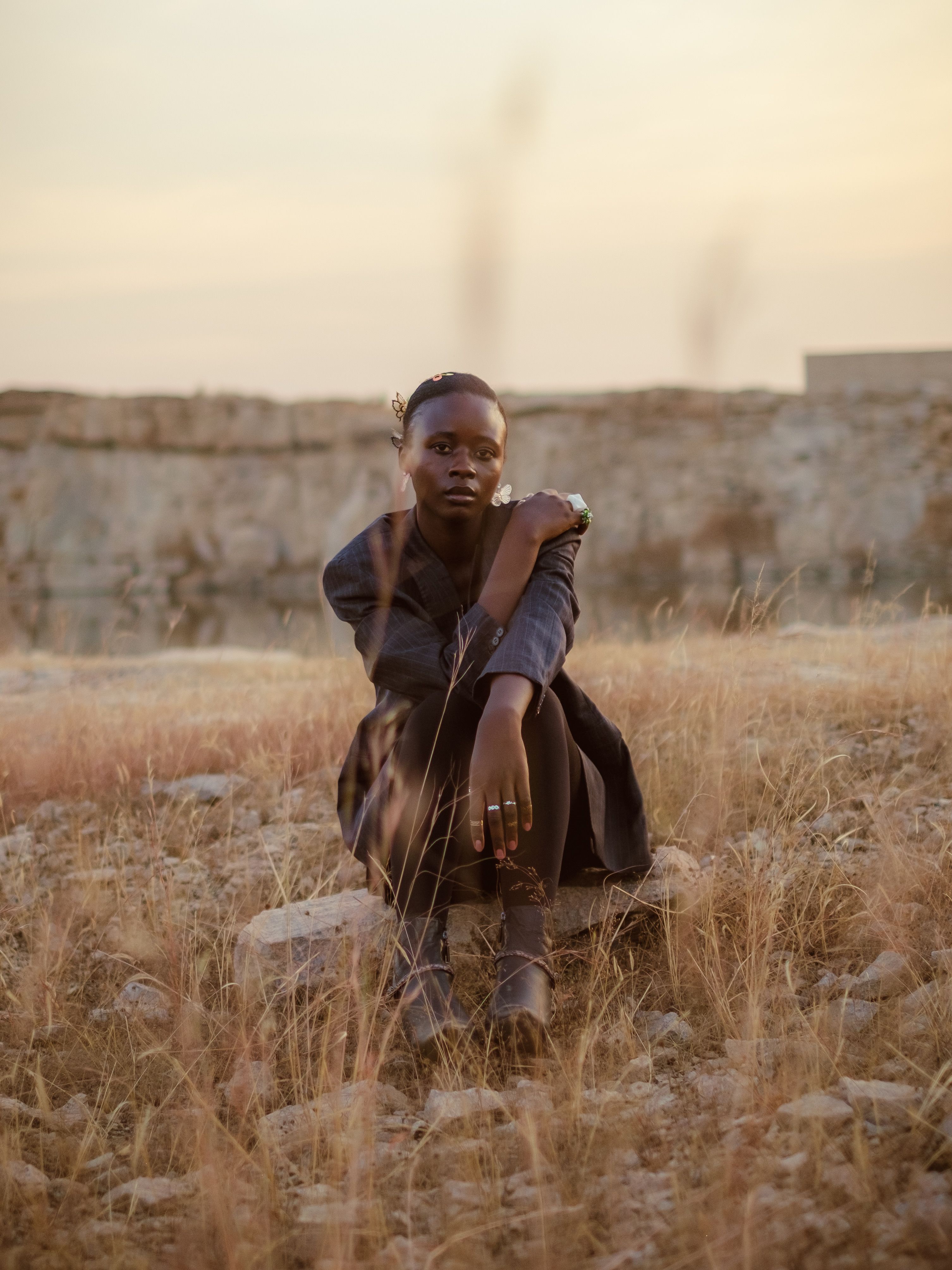 Serene Portrait in Golden Hour Landscape · Free Stock Photo