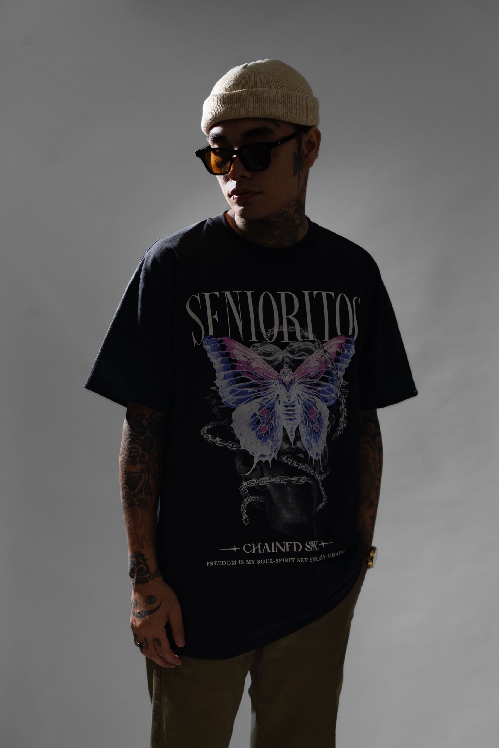 Camiseta Oversized Preta Estampada