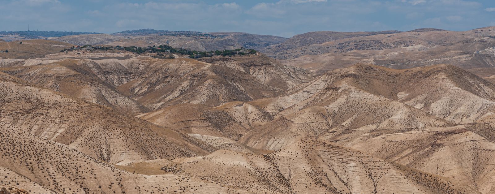 Breathtaking view of Israel's arid desert terrain with rolling hills under a clear sky.
