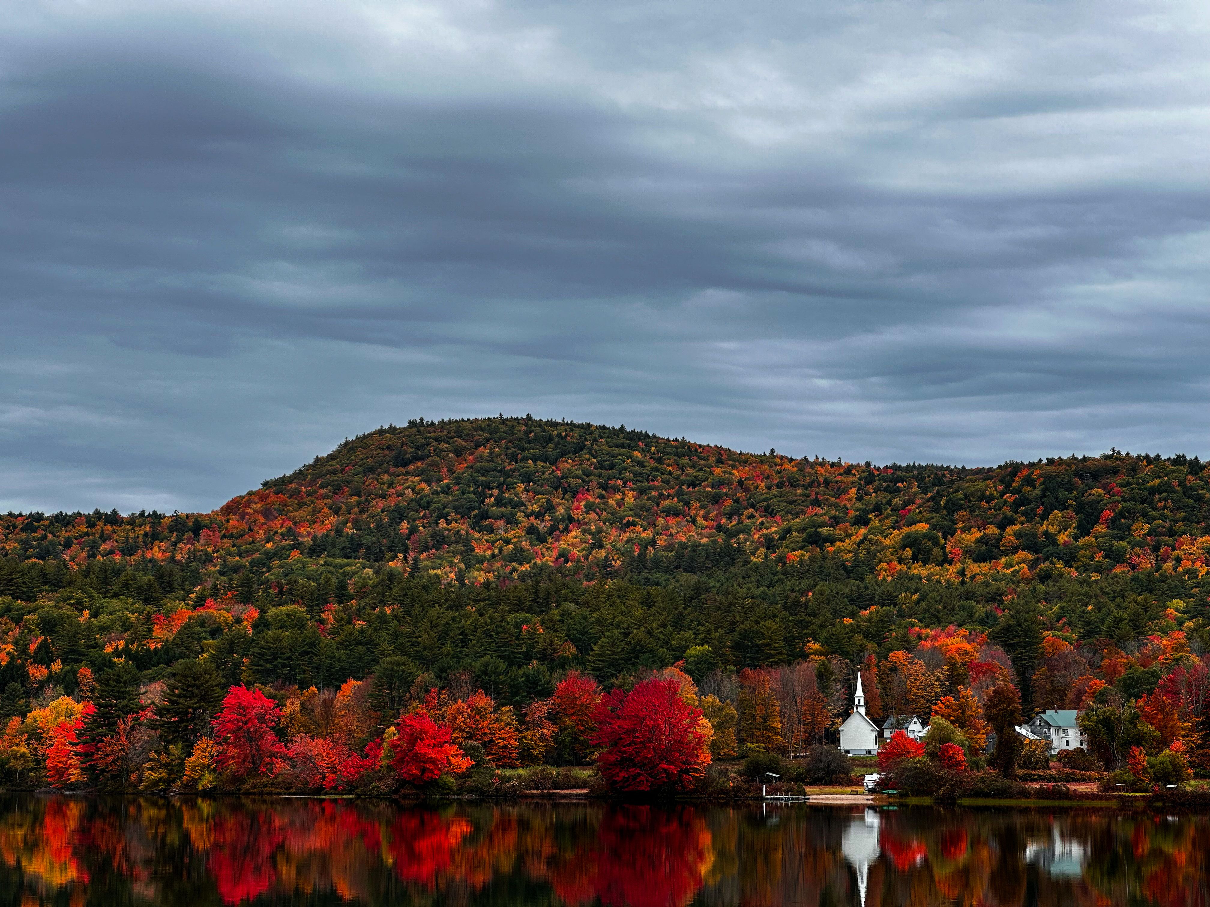 Serene Autumn Landscape with Reflective Lake · Free Stock Photo