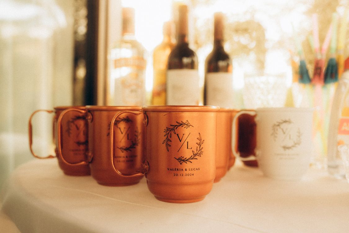 Elegant Party Setup with Copper Mugs and Wine · Free Stock Photo