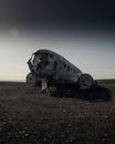 Wrecked Gray Airliner on Ground