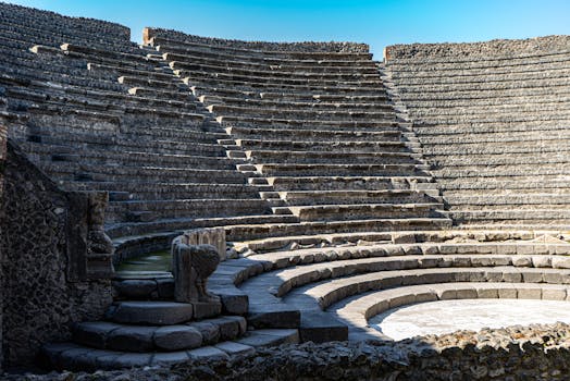 Explore the ancient Roman amphitheatre in Pompeii, offering a glimpse into history and architecture.