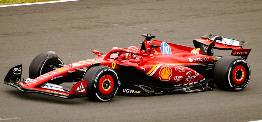 Formula One race car on track, photograph by Samuel Phillips