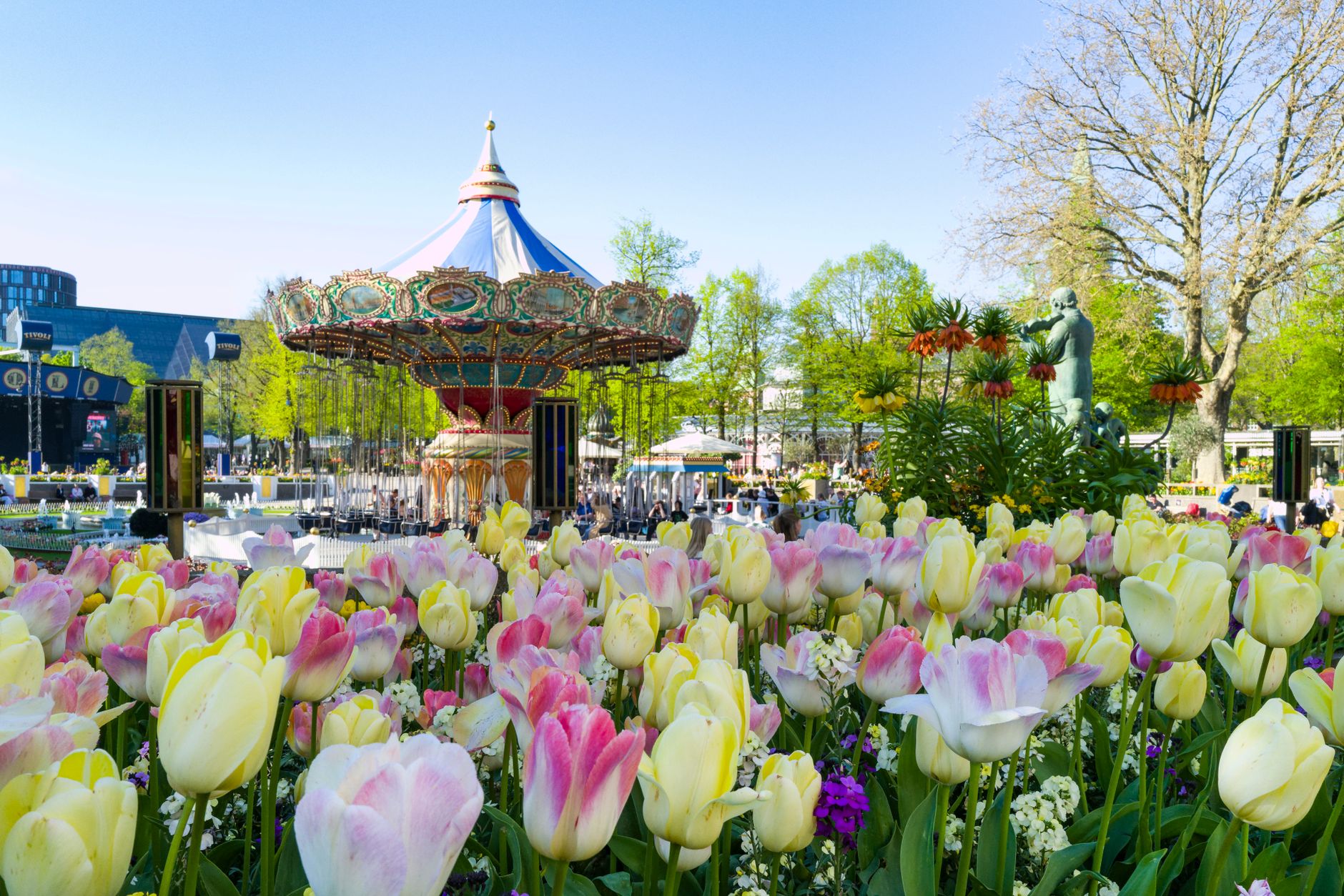 Vibrant spring scene at Tivoli Gardens, Copenhagen