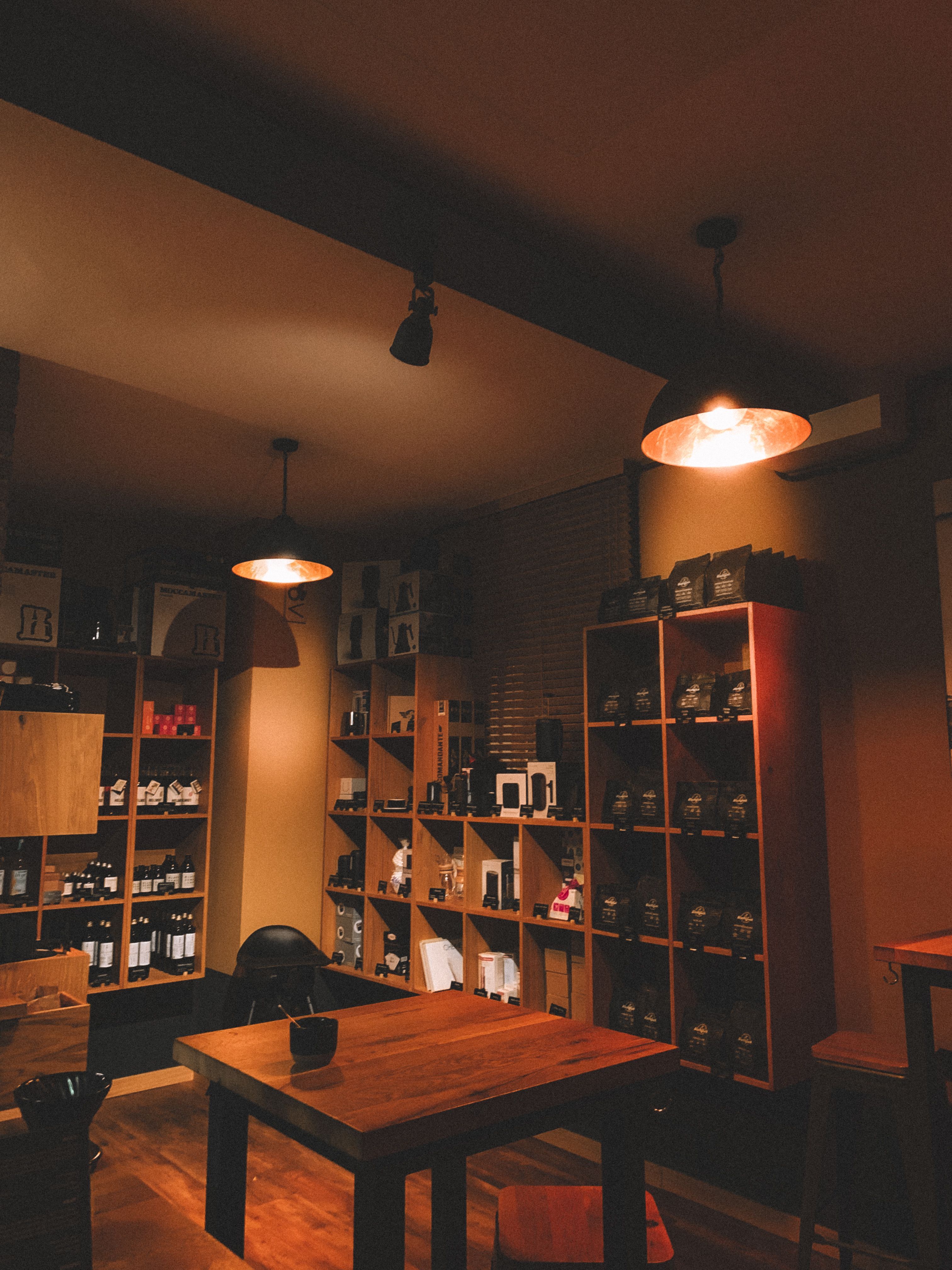 Warm wood interiors of Begin Coffee