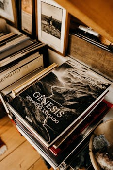 室内环境舒适，配有一堆艺术和风景摄影书籍