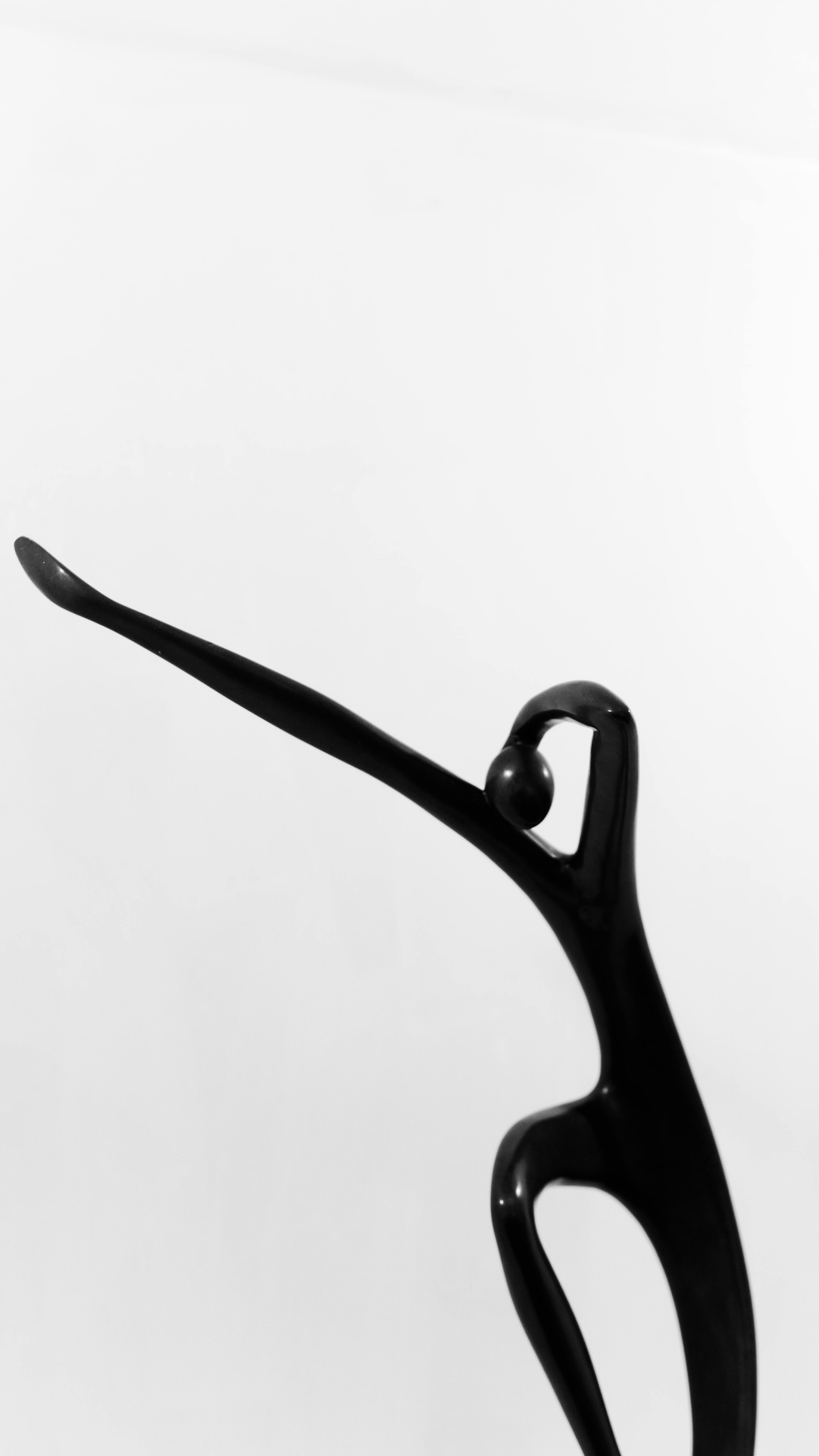 Gratuit Une sculpture élégante et abstraite capturée en noir et blanc, présentant un design minimaliste et élégant. Photos