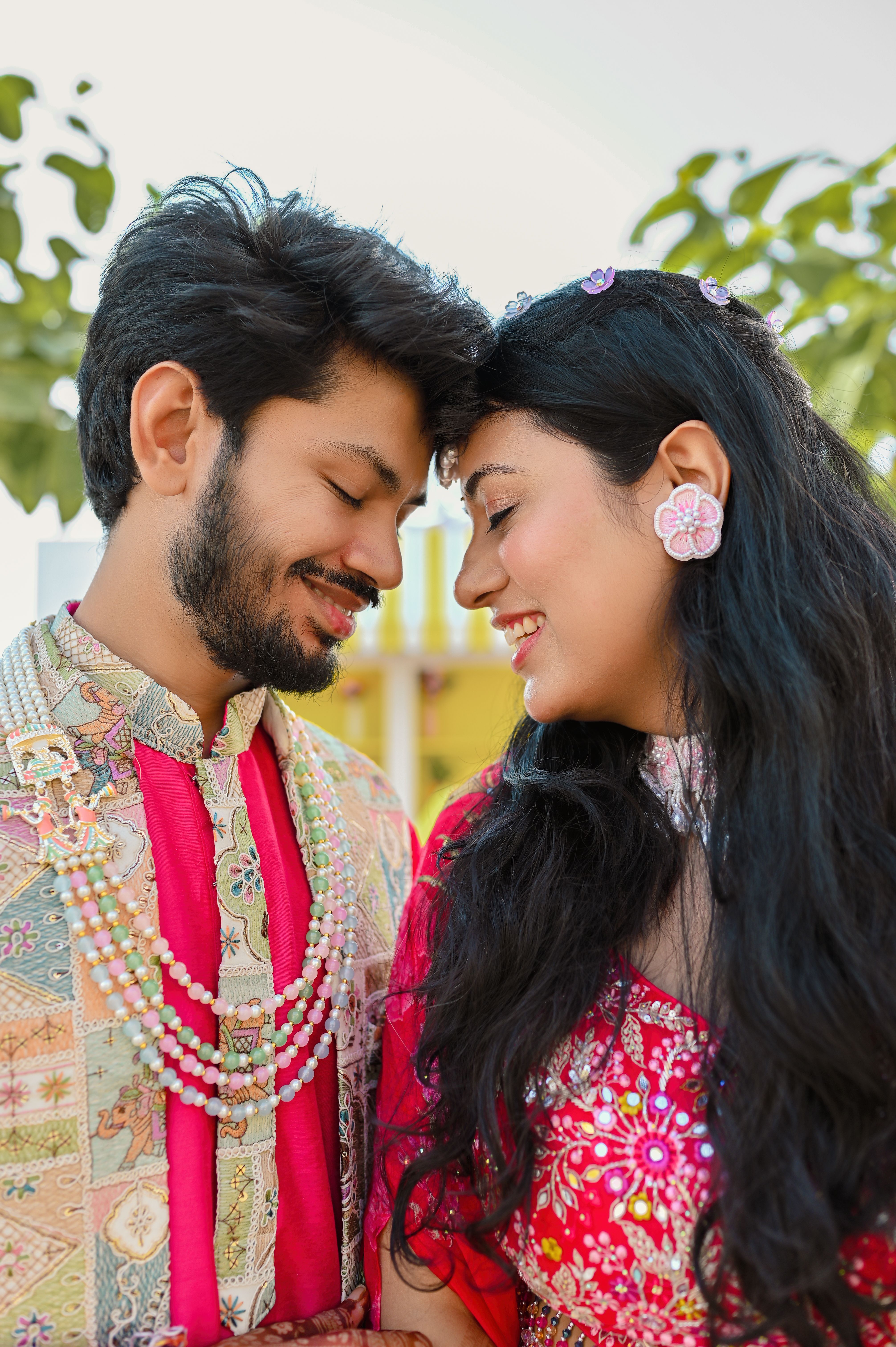 Romantic Couple in Traditional Attire Outdoors · Free Stock Photo