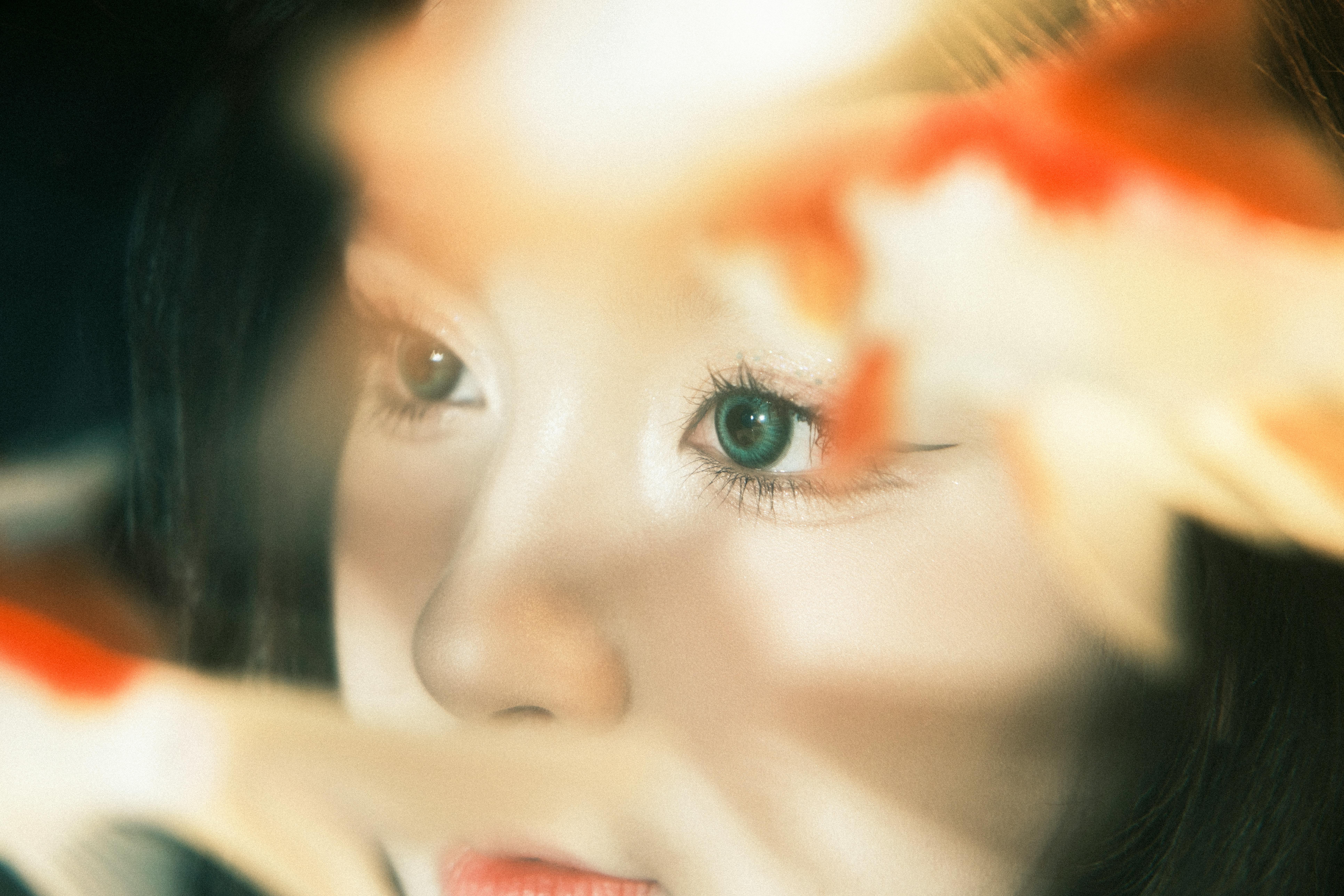 dreamlike portrait with exotic koi fish