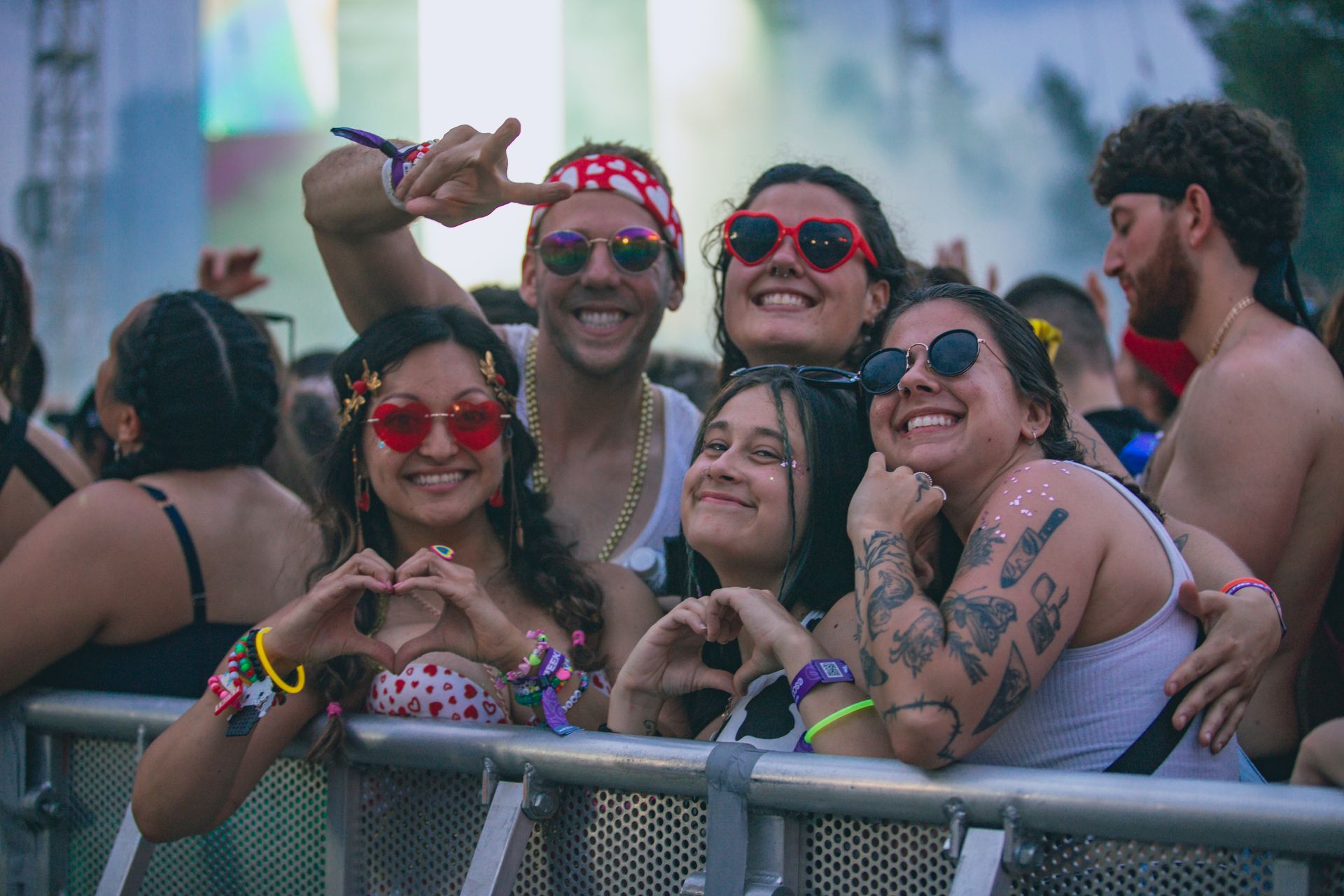 Friends together at the festival
