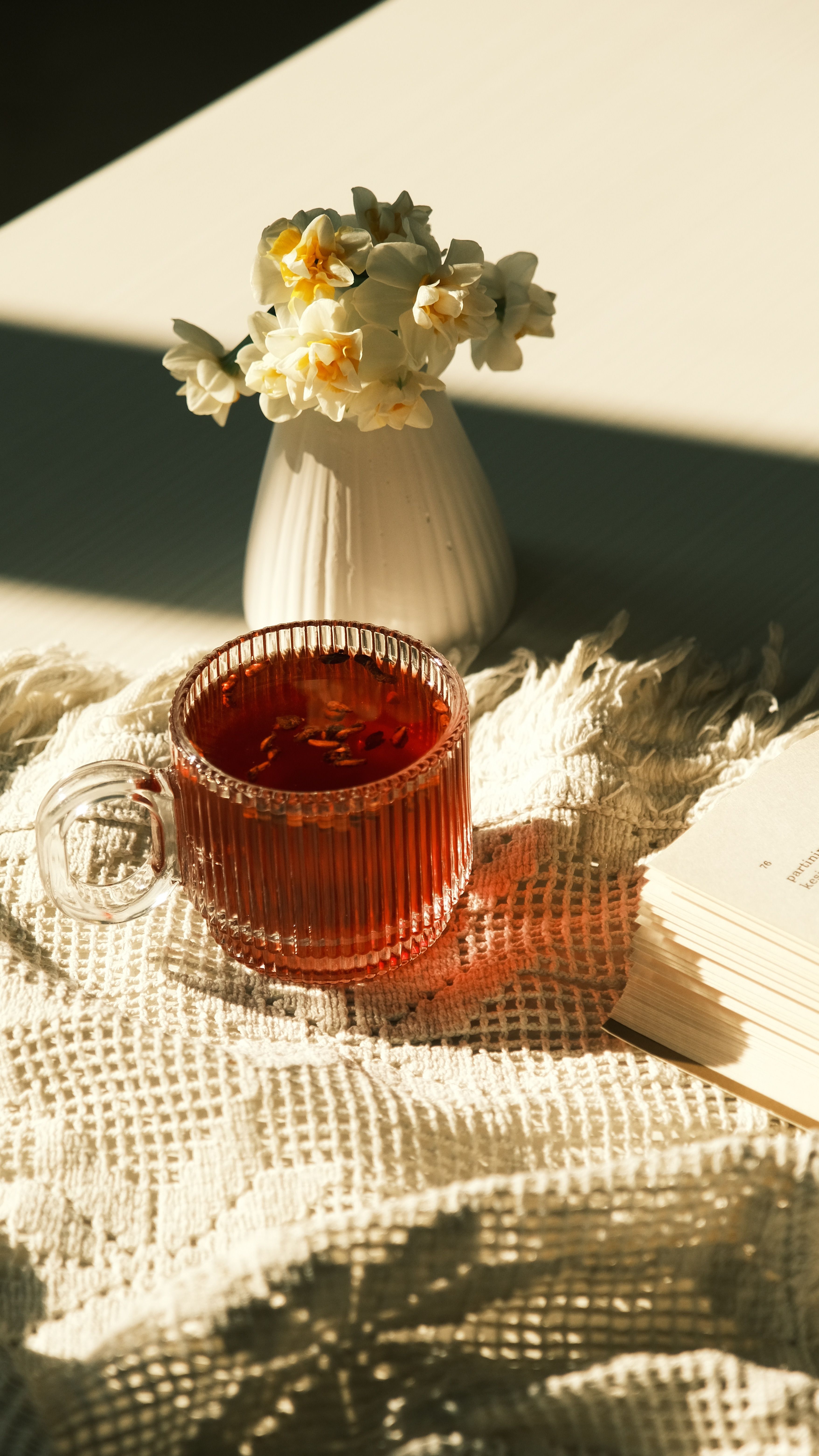 Cozy Still Life with Tea and Flowers in Sunlight · Free Stock Photo