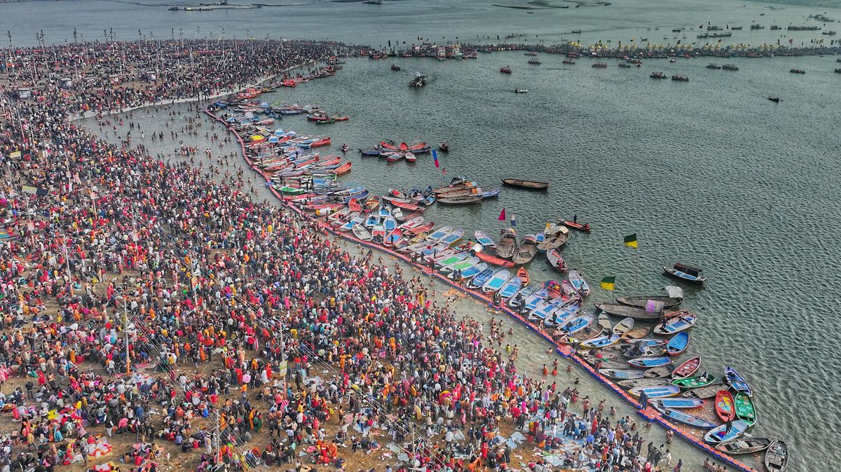 Digital marketing agency in Prayagraj — aerial view of Kumbh Mela at Triveni Sangam Prayagraj Allahabad