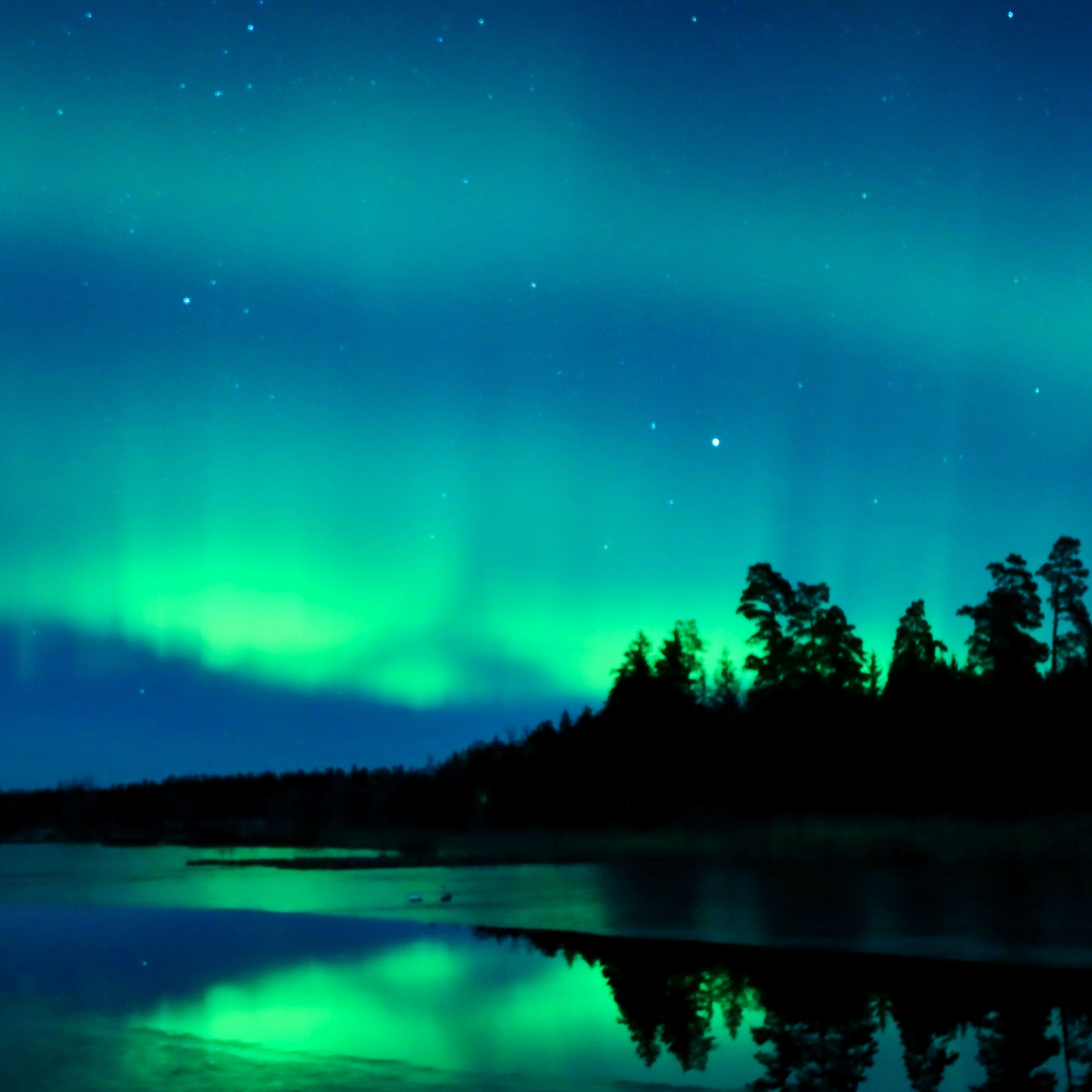 Northern lights over a still lake at night — photo by Efrem Efre on Pexels
