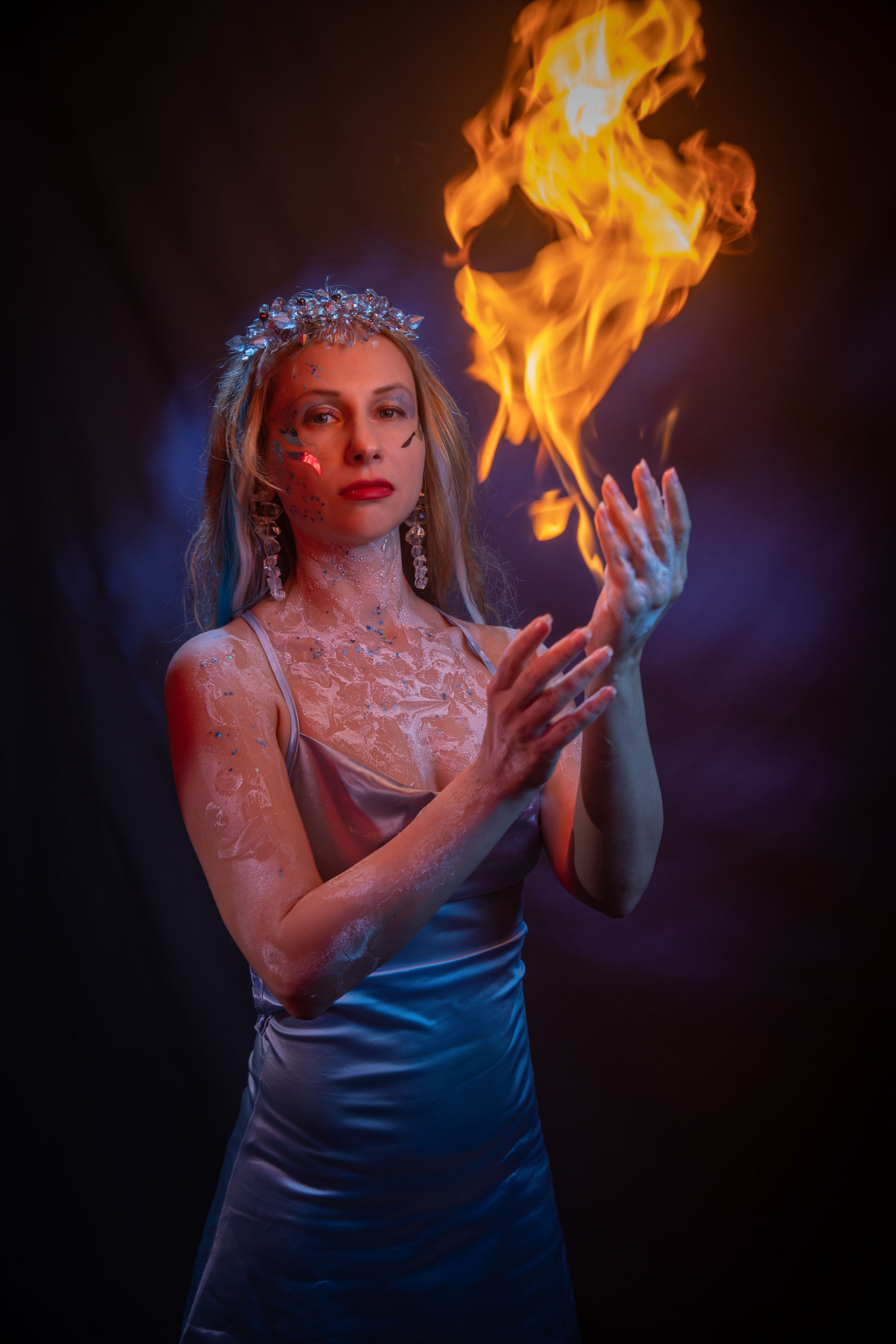 Enchanting Portrait of Woman with Fire · Free Stock Photo